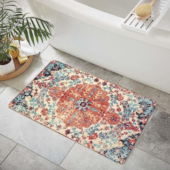 Lahome Bohemian Floral Medallion Area Rug-2x3 Oriental Distressed Small Bath - Picture 5 of 6